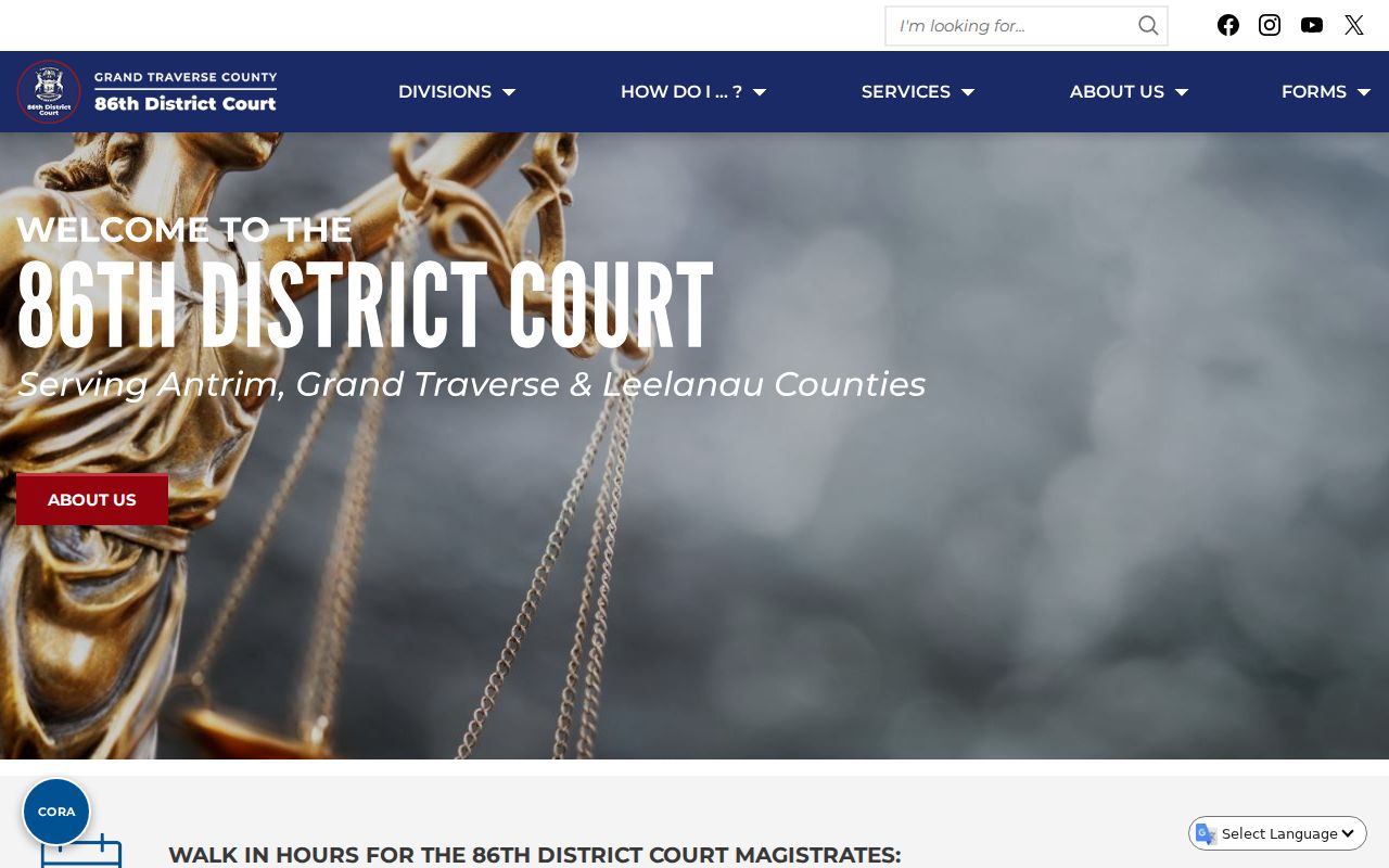 86th District Court page for Leelanau County criminal court cases