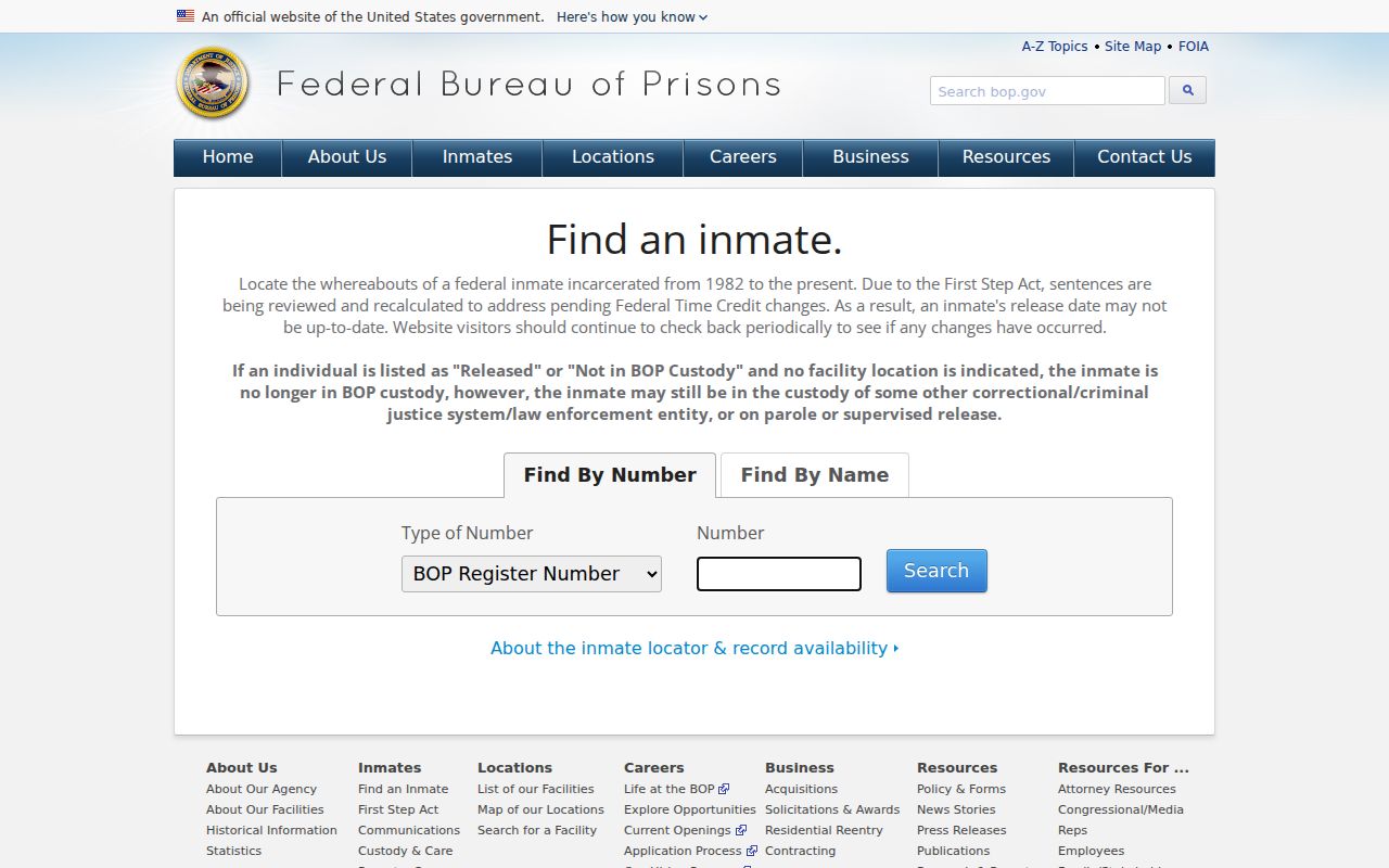 Federal inmate locator for Empire criminal record searches