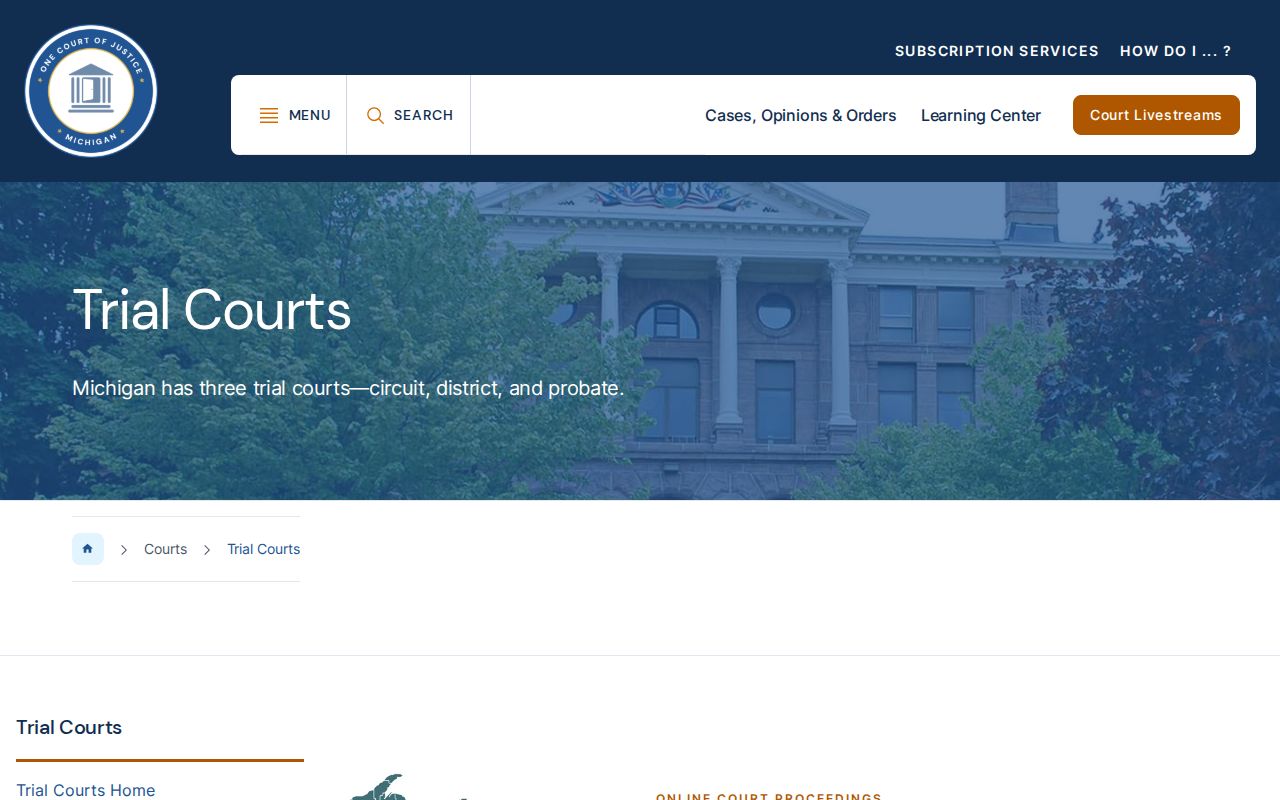 Michigan trial court directory for Leelanau County criminal case records