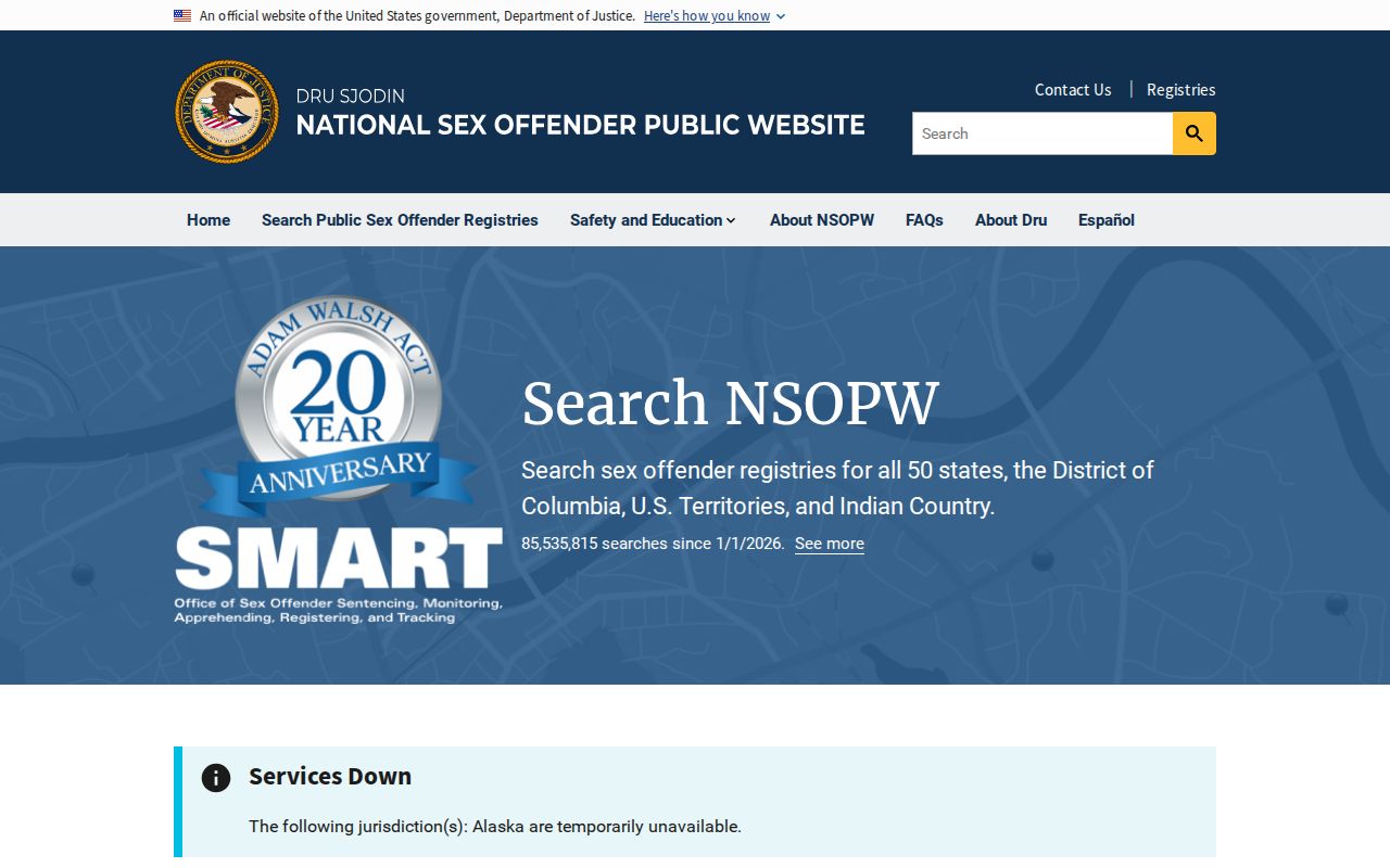 NSOPW national search supporting Leelanau County sex offender checks